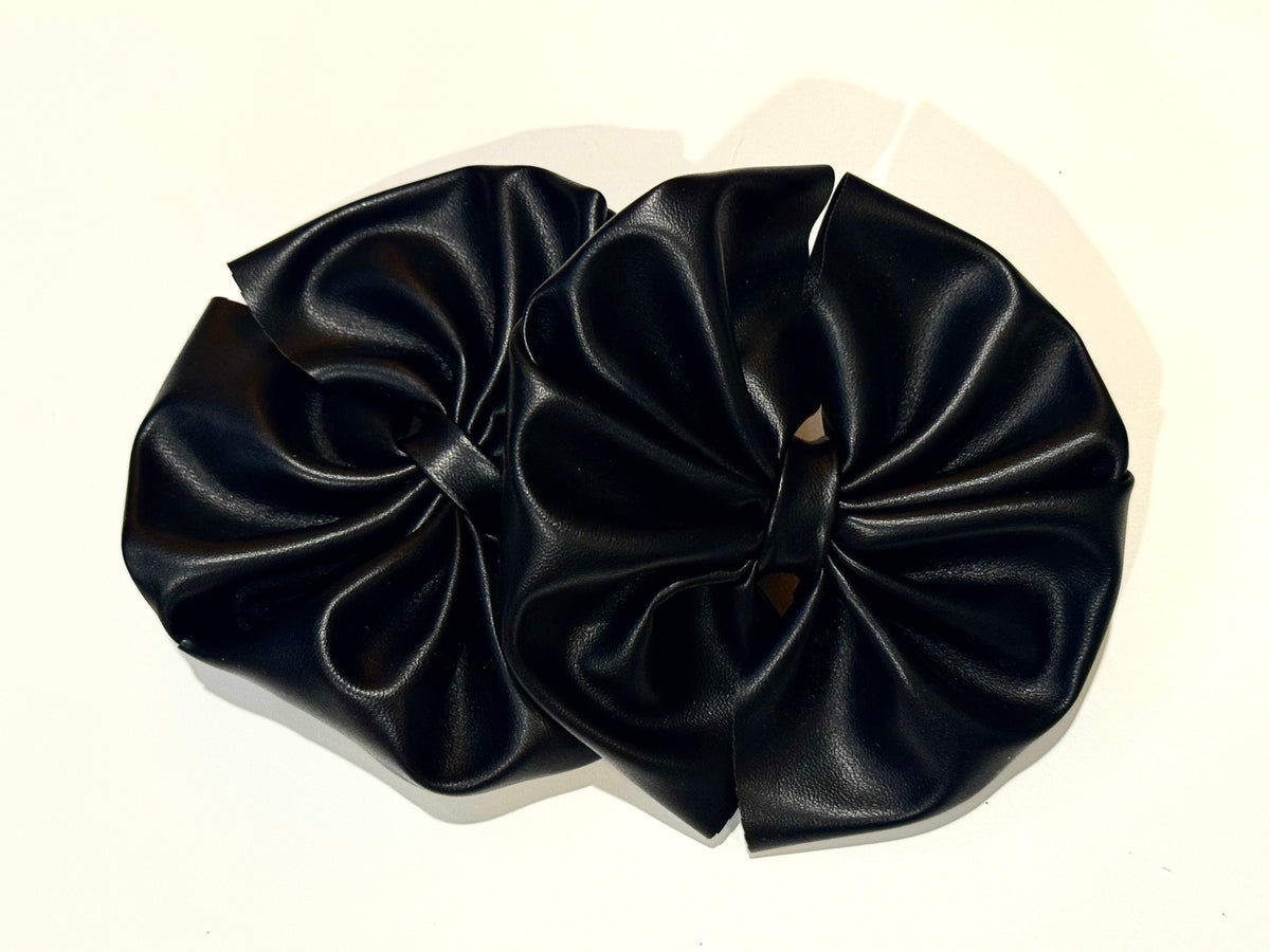 Black Pleather Messy Bows