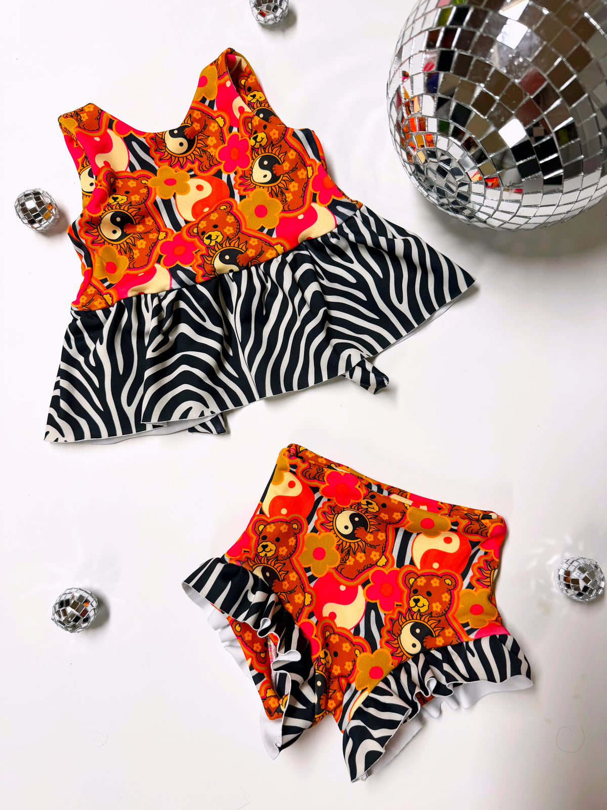 Ying Yang Bear/ Zebra Swimsuit