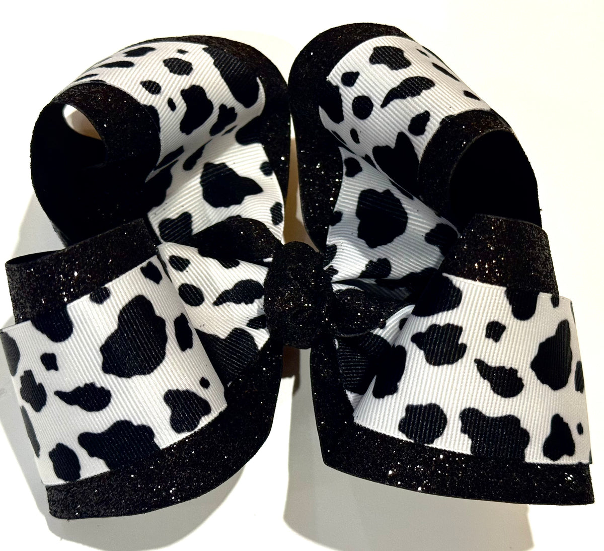 OOTP Cow Print & Glitter Boutique Bow on Clip