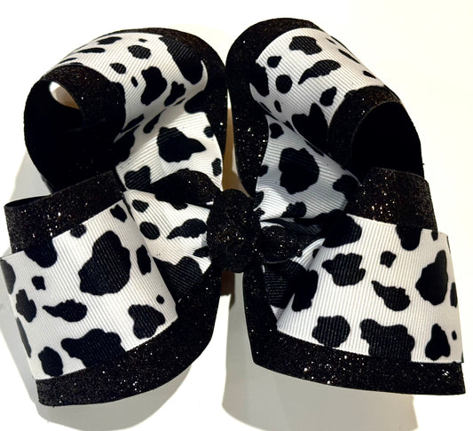 OOTP Cow Print & Glitter Boutique Bow on Clip